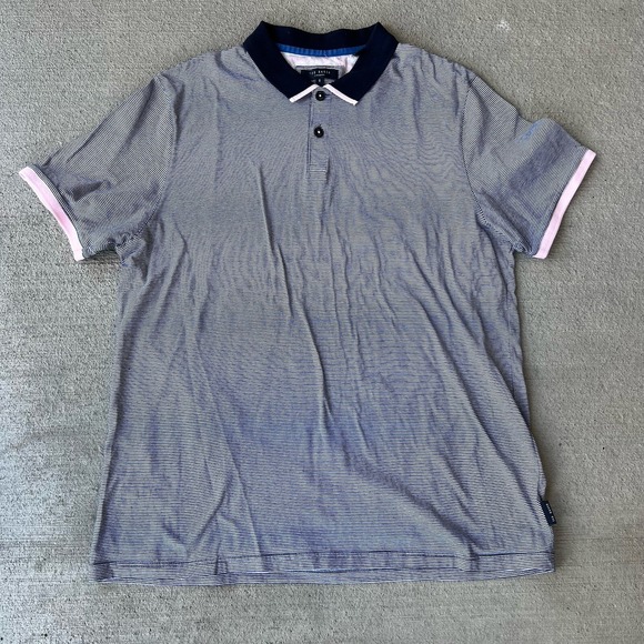 Ted Baker Other - Ted Baker Men's Striped Polo Shirt Blue Short Sleeve Size 5 (L) Classic Fit